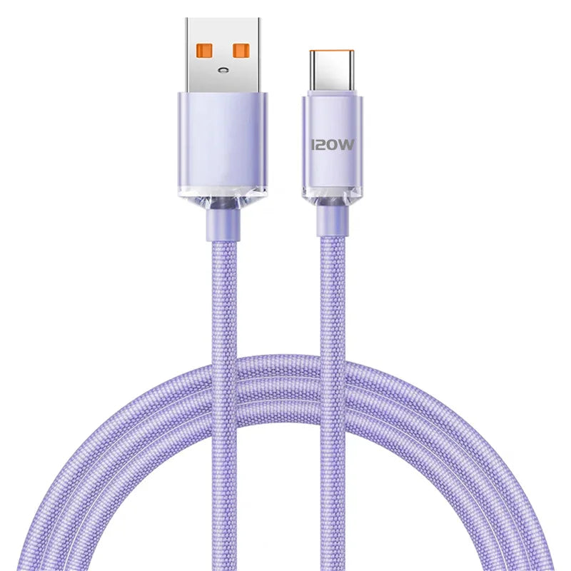 120W USB C Cable 6A Super Fast Charge Cable Phone Charger Type C Wire For Samsung Xiaomi Huawei 0.25M/1M/2M USB Type C Data Cord