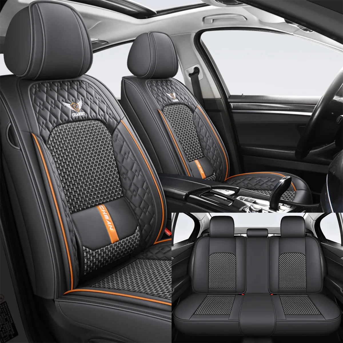 Ergonomic Car Seat Cushion – Nappa Leather & Ice Silk, High-Resilience Sponge, All-Season Comfort for Most Vehicles