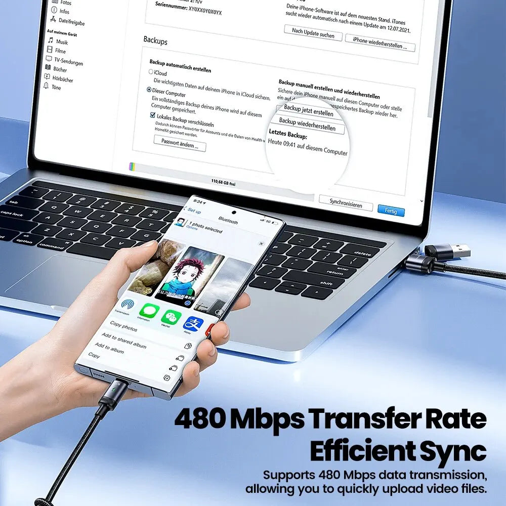 Toocki PD 60W 2 in 1 USB Cable 3A Fast Charging Type C Car Spring Cable For iPhone 15 Pro Max Samsung S23 Xiaomi Huawei Macbook