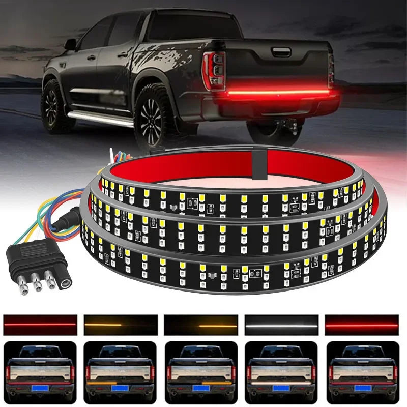 Truck Tailgate Light Bar Triple Row LED Tailgate Light Strip with Brake Reverse Sequential Turning Signals for Cars Pickup 12V