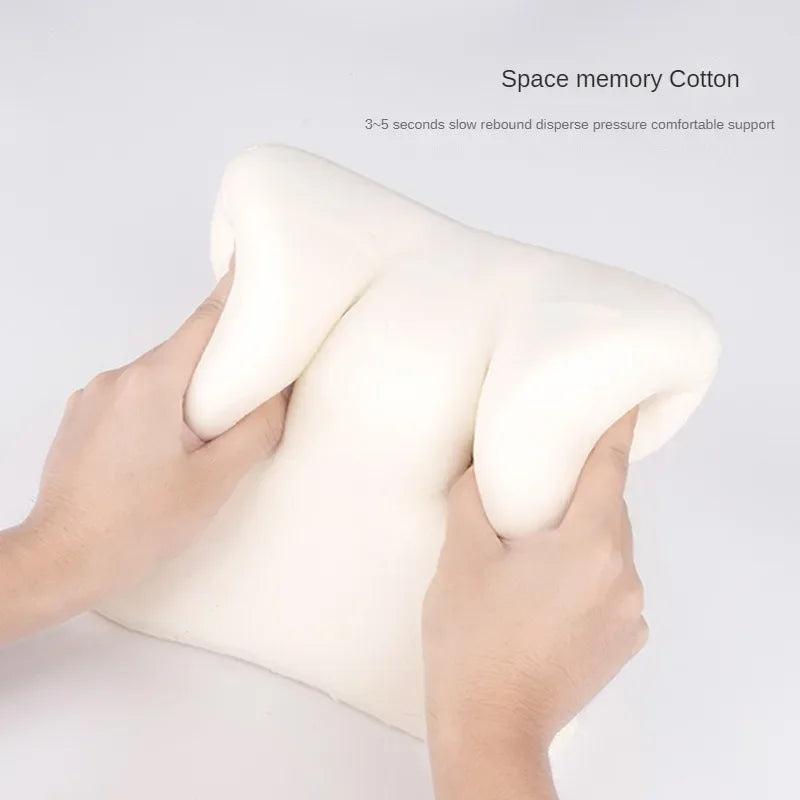 Car Neck Pillow Memory Foam Leather Auto Headrest And Back Cushion Set Seat Lumbar Waist Support Sewing Head Protective Cover