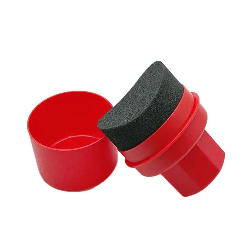Waxing Sponge for Car Wax Applicator Pad With Lid Curved Shaped Easy Waxing Tire Sponge Tire Cleaning Tools Detailing Brush