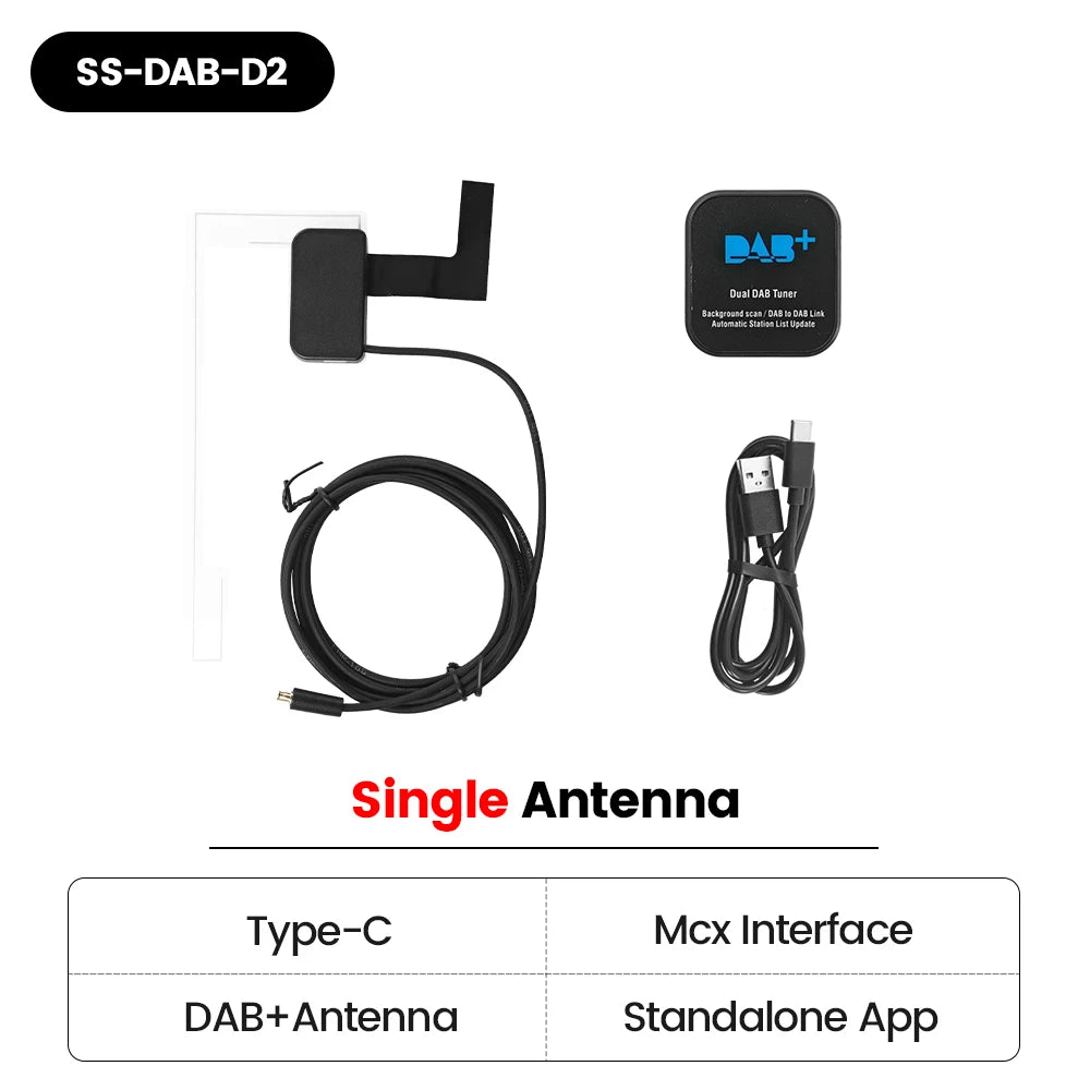 MEKEDE Dual Antenna DAB+ Adapter Type-C MCX Antenna Interface for European Digital Broadcast Universal Android Car Radio Navi