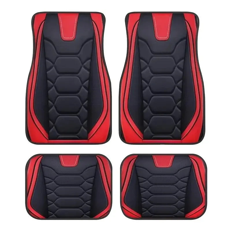 2D Flat 4pcs Car Mat Set, Four Blocks of Belly Pattern, Universal, Polyester Fiber, Absorbent, Non-slip, Washable Car Carpet