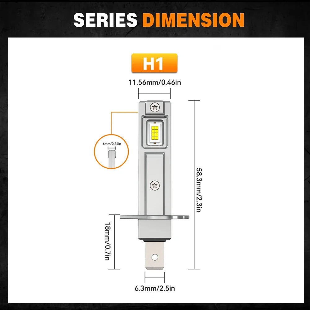H1 LED Headlight Bulbs for Car Canbus High Power Auto Lights 800000LM 1000W Mini Size Focus Automobile Headlamp Fog Lamp 12V 24V