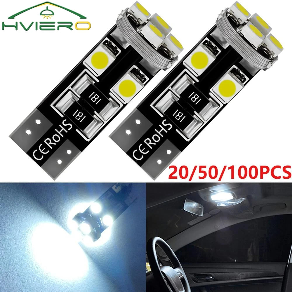 20/50/100X Car Led Canbus White T10 194 W5W Turn Signal No Error Free Interior Reading Light Tail Bulb Backup Parking Lamp