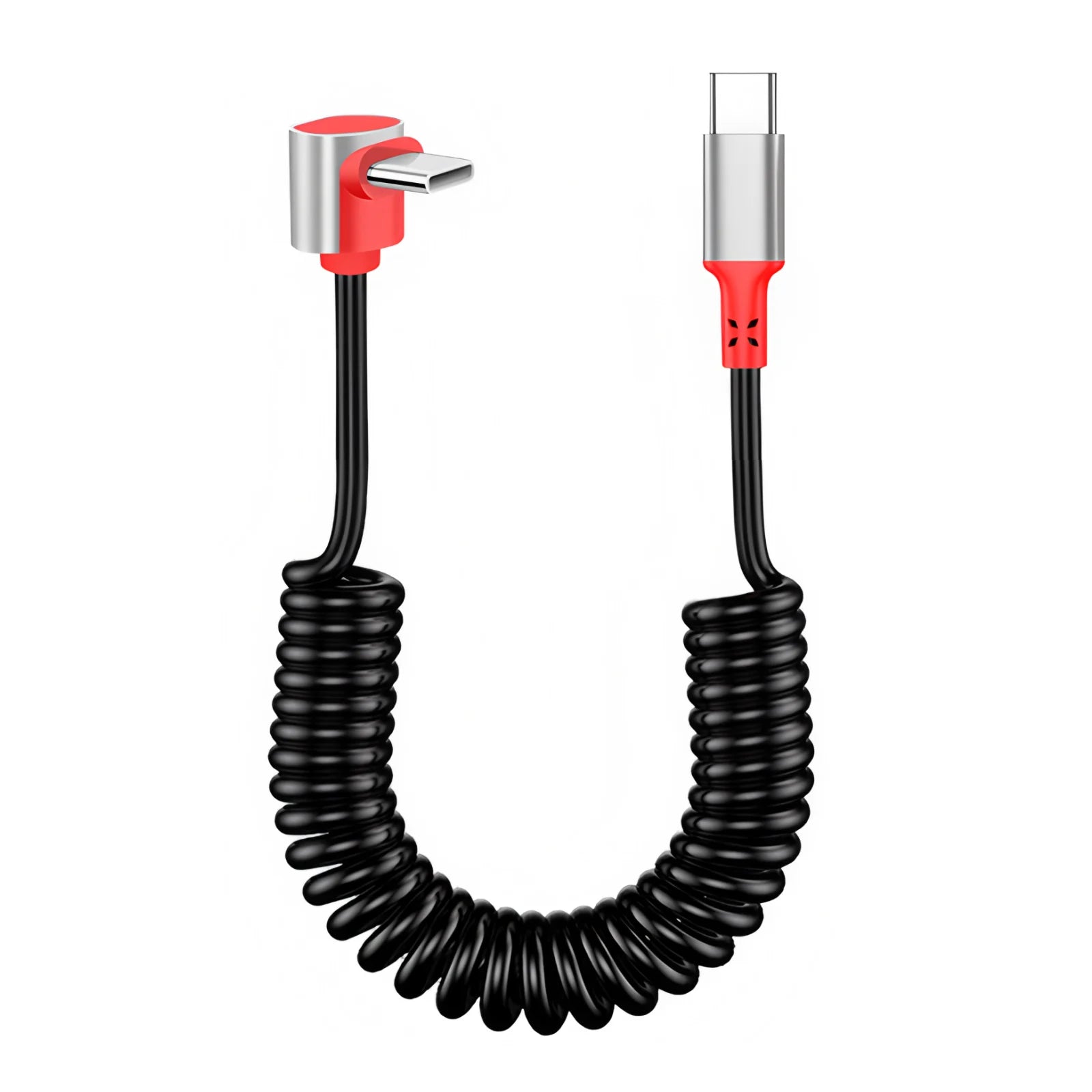 Elbow USB-C Retractable Spring Data Cable: Supports fast charging, compatible with iPhone 15/16 Pro Max,CarPlay &Carlife+