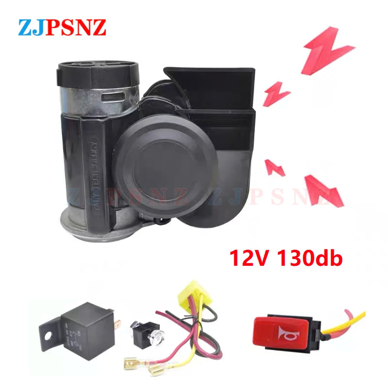 12V 24V Dual Tone Horn Kits Snail Air Horn Waterproof Auto Twin Dual Tone Compact Horn For Car Auto Motorcycle 132db Super Loud
