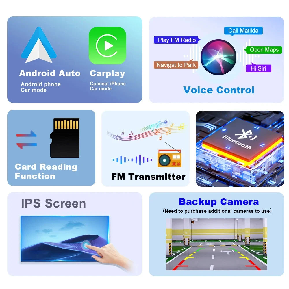 Portable Touch Screen 7inch IPS CarPlay Android Auto Car Radio Multimedia Video Player GPS Navigation  Wifi  Rear View Camera