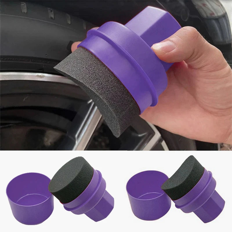 Waxing Sponge for Car Wax Applicator Pad With Lid Curved Shaped Easy Waxing Tire Sponge Tire Cleaning Tools Detailing Brush