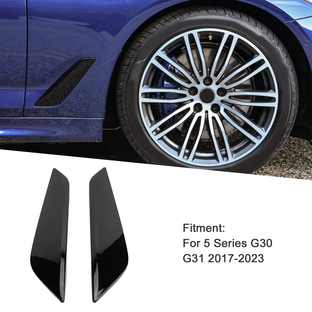 1 Pair Car Front Side Air Duct Trim 51747439014 Left Right Black Side Wing Air Outlet Cover for BMW 5 Series G30 G31 2017-2023