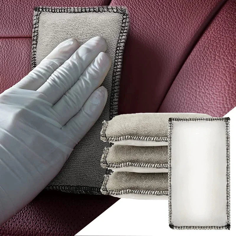 Microfiber Double Side Car Cleaning Pad Leather Car Detailing Soft Scrubbing Sponge Car Cleaning Tools Interior Scrubbing Sponge