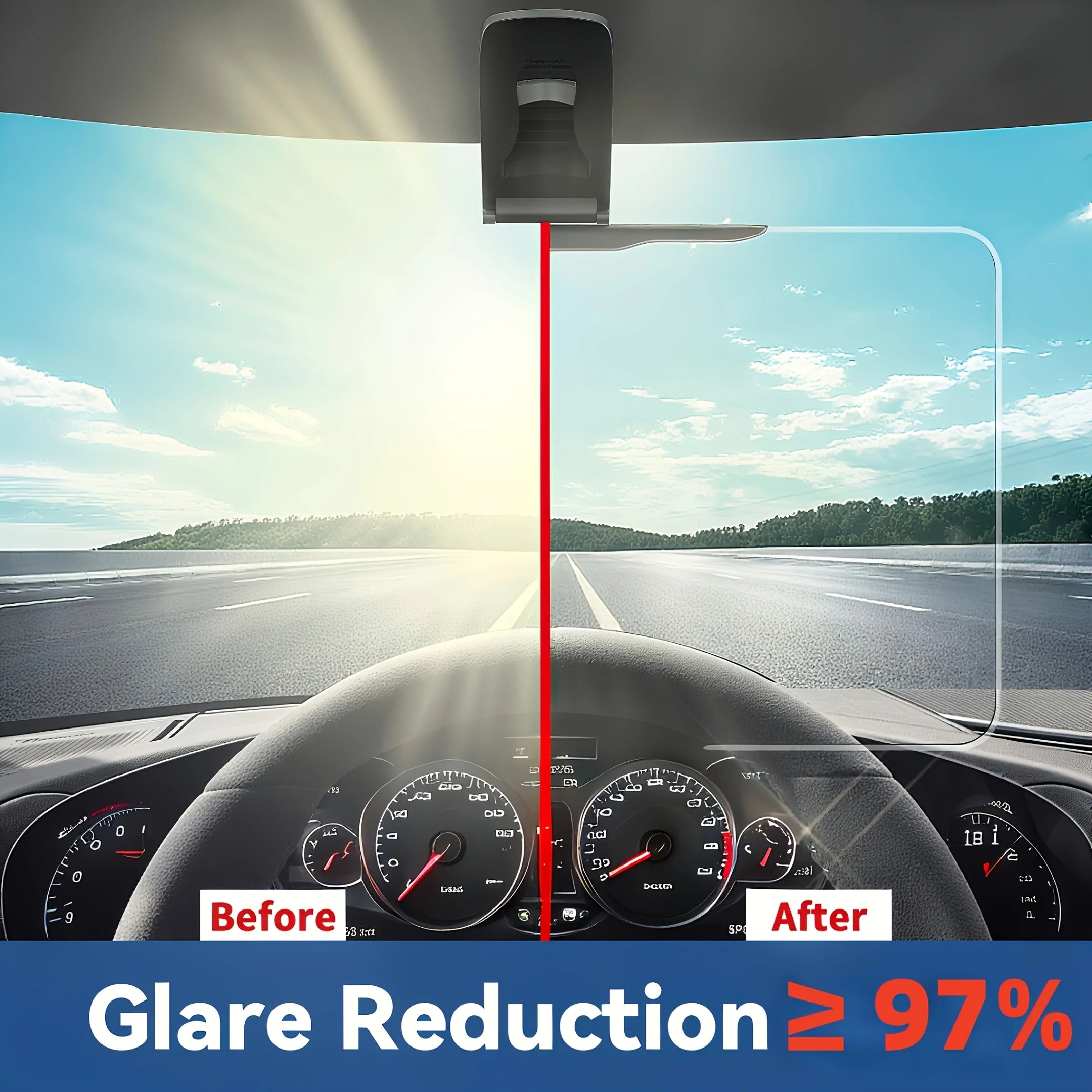 1pc Large Polarized Car Sun Visor Extender with UV400 Protection & Secure Buckle Attachment - Anti-Snow Blind, High-Quality