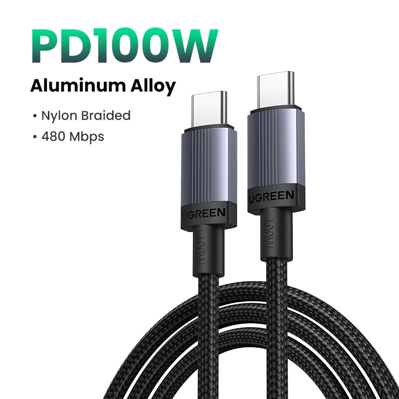 UGREEN 100W USB Type C To USB C Cable For MacBook iPhone17 16 iPad Samsung Xiaomi PD Fast Charging Charger Cord 5A E-Marker Chip