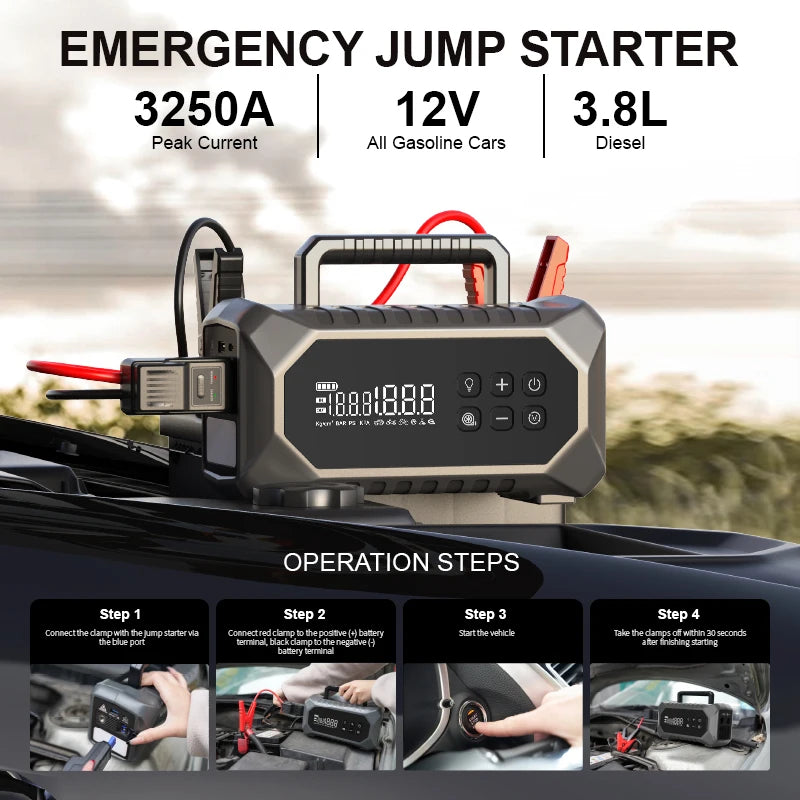 Portable Car Jump Starter with Air Pump Car Battery Jump Starter Power Station MultiFunction Jump Starter Car