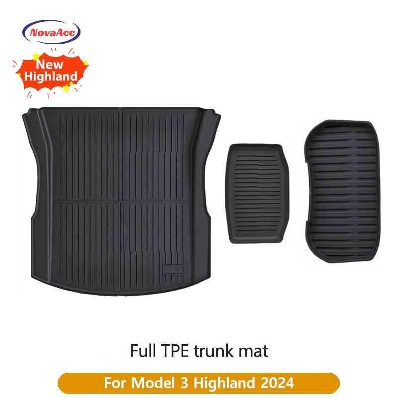 NovaAcc All TPE Floor Mats for Tesla Model Y 3 2021 to 2024 Left Rudder All Weather Foot Pad Automotive Interior Car Accessories