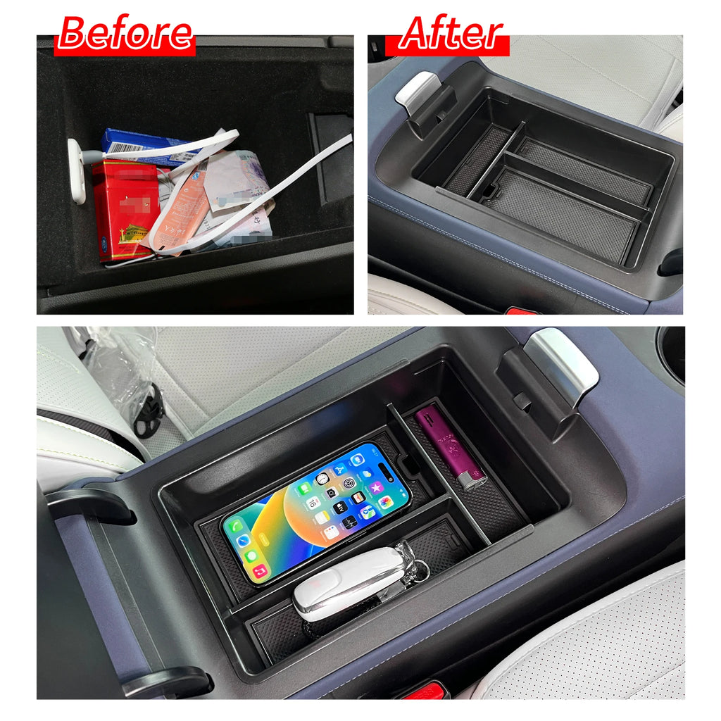 for Xpeng G6 2023 2024 Car Central Storage Box Cup Holder Dashboard Tray Interior Accessories Organizer Tidying Black