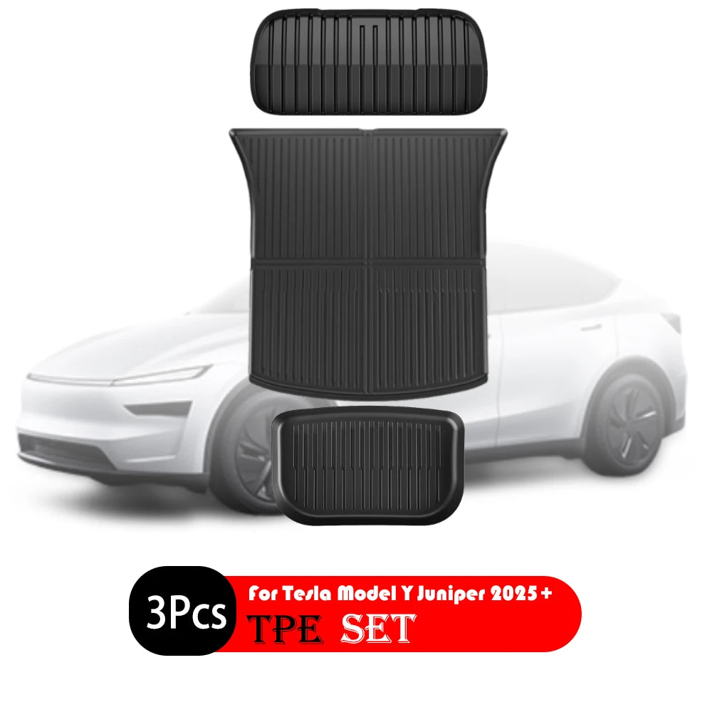 For Tesla New Model Y Juniper 2025+ TPE Floor Mats Waterproof Luggage Mat Wear-resistant Foot Pads ModelY Trunk Mats Accessories