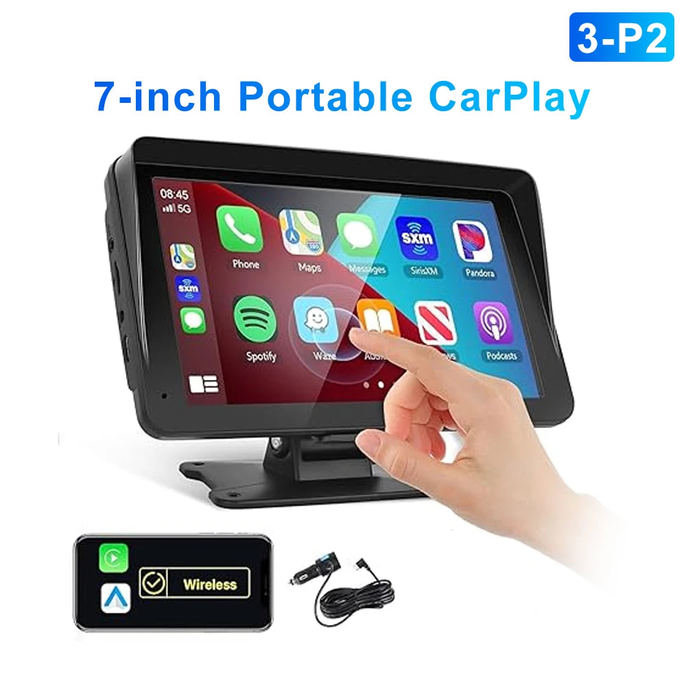 7" / 9" Inch Portable Wireless Carplay Android Auto Screen HD Car Radio Multimedia MP5 Video Player Rear Reversing Camera DVR