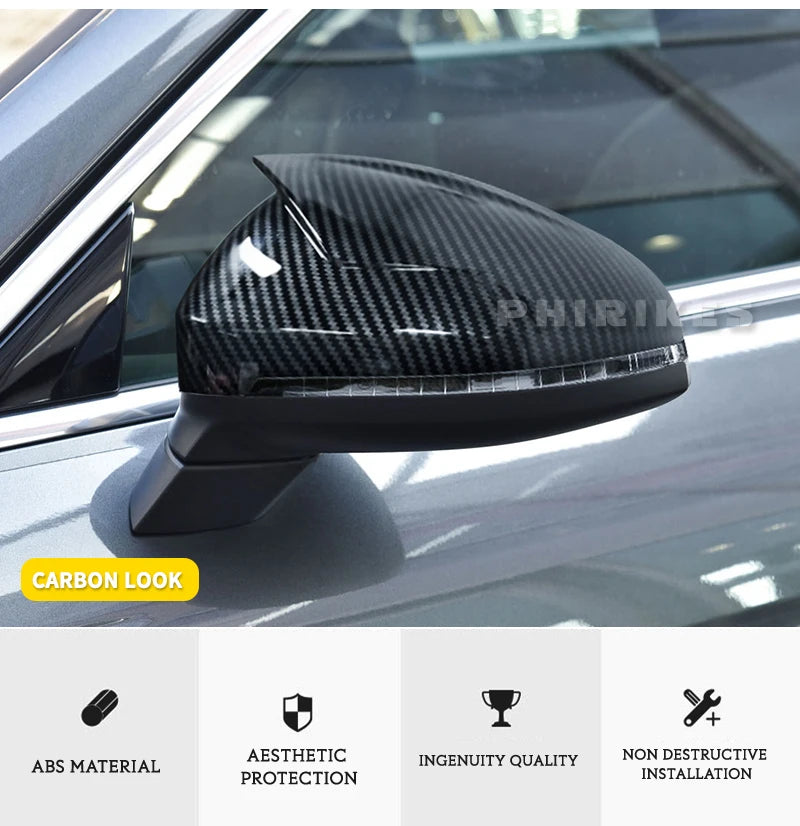 For Audi A4 A5 B9 Side Mirror Caps (Black Look) 2017 2018 2019 2020 2021 2022 S4 S5 RS5 allroad Quattro replace Covers ABT style