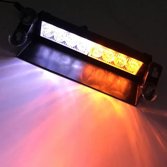 8 LED Police Lights Strobe Light For Car 12V Emergency Signal Lamps Warning Light Auto Truck Flashing Windshield Flash Lighting