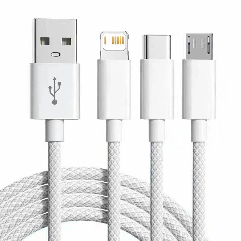 3IN1 100W 6A Car Fast Charging USB Cable For iPhone 14 13 12 11 15 17 16 Pro Max Samsung Xiaomi PD Cable Tablet Type C Data Cord