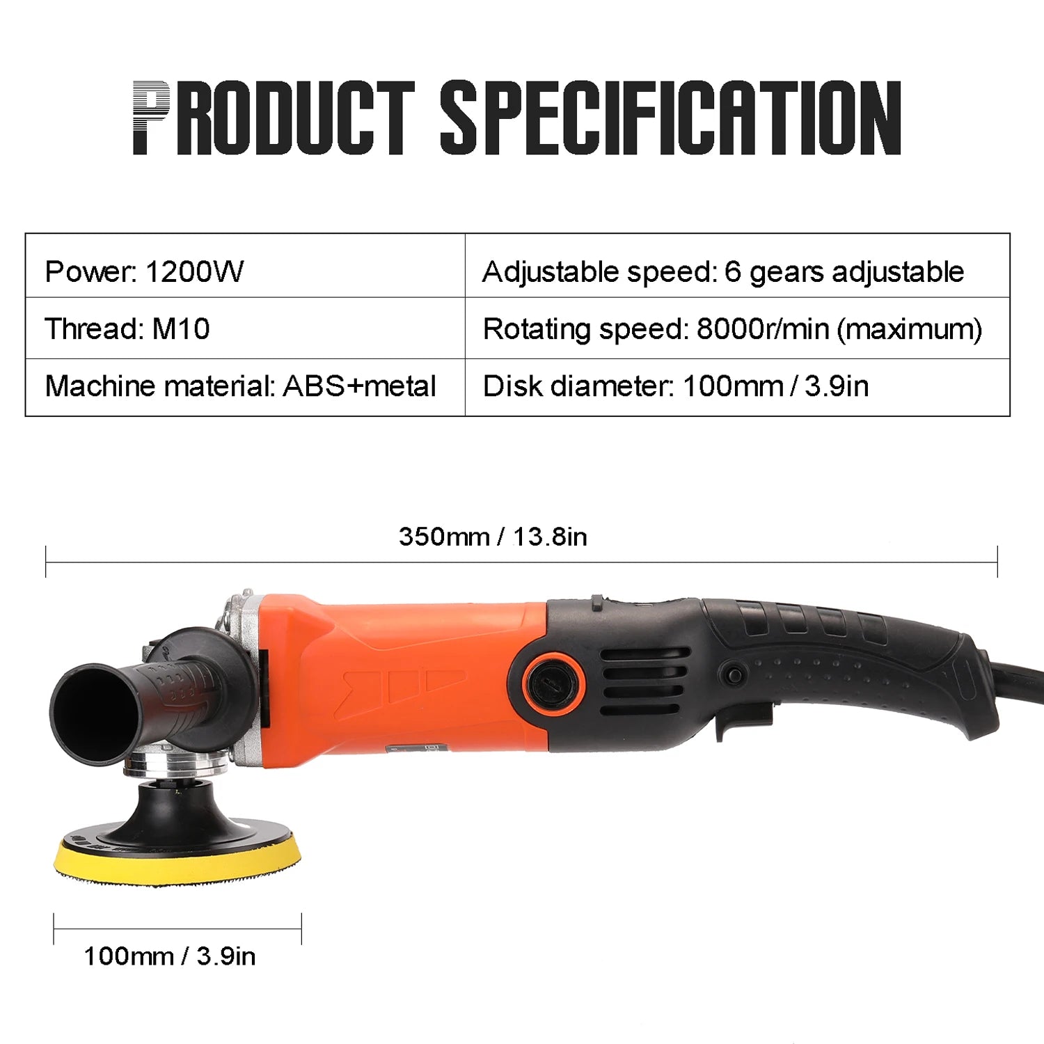 1200W 220Volt Adjustable Speed Car Electric Polisher Waxing Machine Electric Polisher Automobile Furniture Polishing Tool