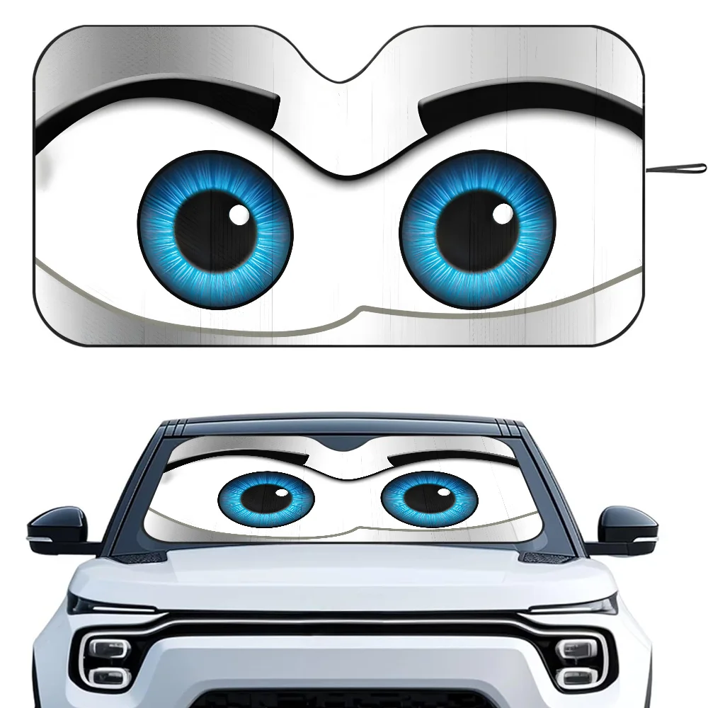 Cartoon Eyes Cute Car SunShade Windshield Foldable Three-layer Insulation Sunshade By Suction Cup Blocks UV Rays Sun