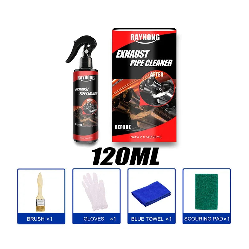 120ml Car Motorcycle Exhaust Pipe Cleaner Car Rust Remover with Gloves and Brush Repair Maintenance Tool Set Car Clean Tools
