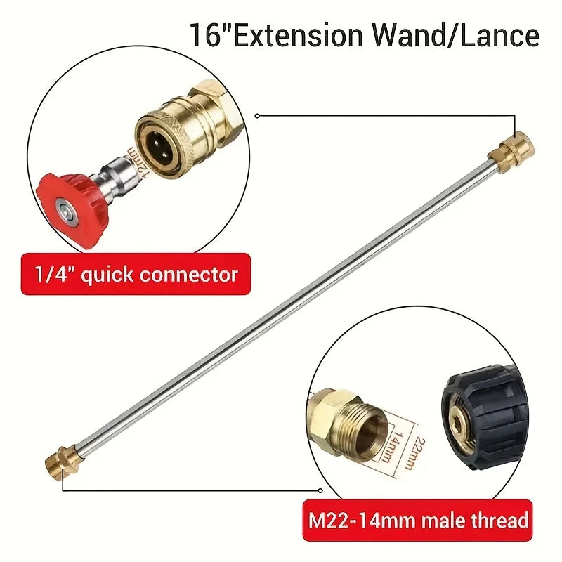 Portable High Pressure Car Wash Gun with Adjustable Extended Rod Household Water Pipe Matching Car Cleaning Tool for Home Outdoo