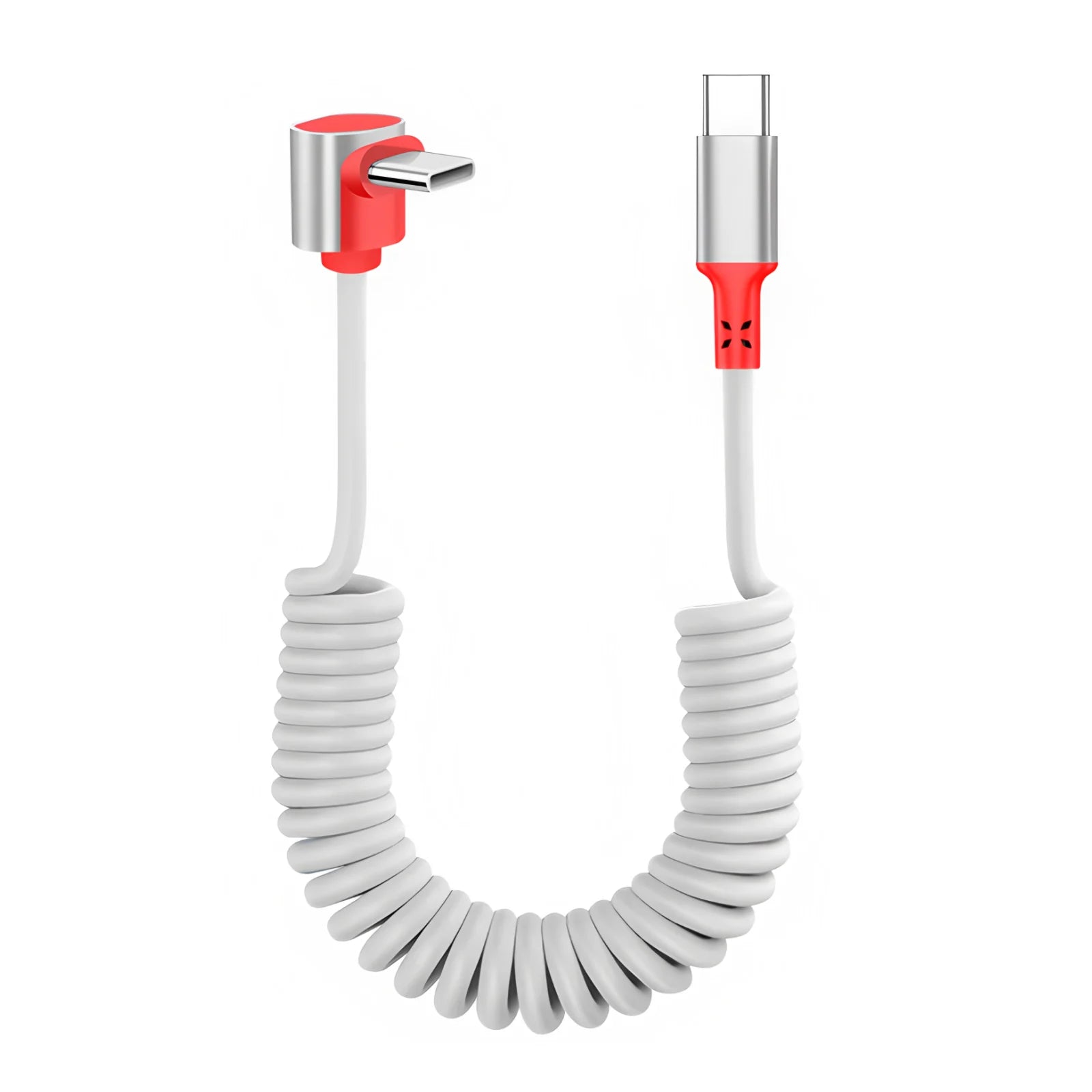 Elbow USB-C Retractable Spring Data Cable: Supports fast charging, compatible with iPhone 15/16 Pro Max,CarPlay &Carlife+