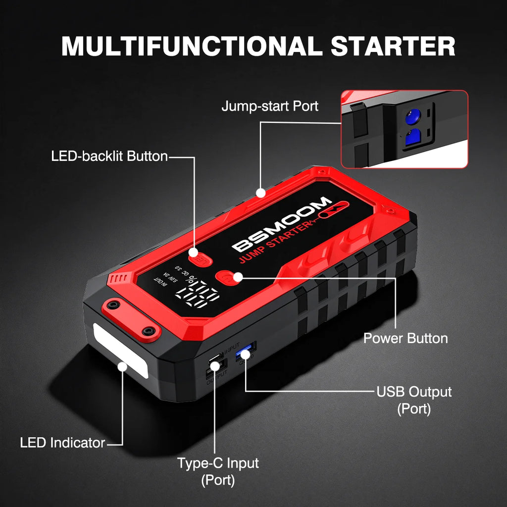 BSMOOM 7000A Car Jump Starter Big Power Bank Car Battery Booster 12V Car Starting Device for Petrol 9.0L Diesel 8.0L