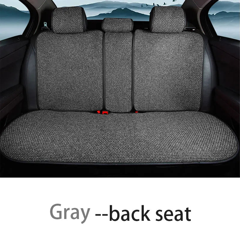 SEAMETAL Flax Car Seat Cover Breathable Sweatproof Linen Car Seat Cushion with Backrest Pad 4-Season Universal for 98% Vehicles