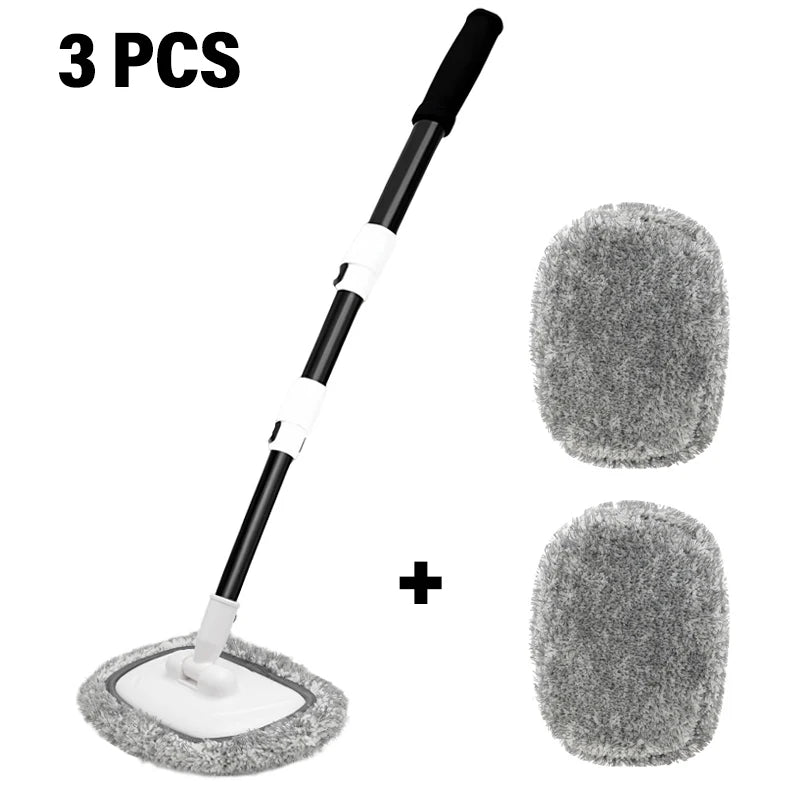 2025 New 15 Degree Bend Car Cleaning Brush Car Wash Brush 3-Section Broom Telescoping Long Handle Cleaning Mop Cleaning Tools