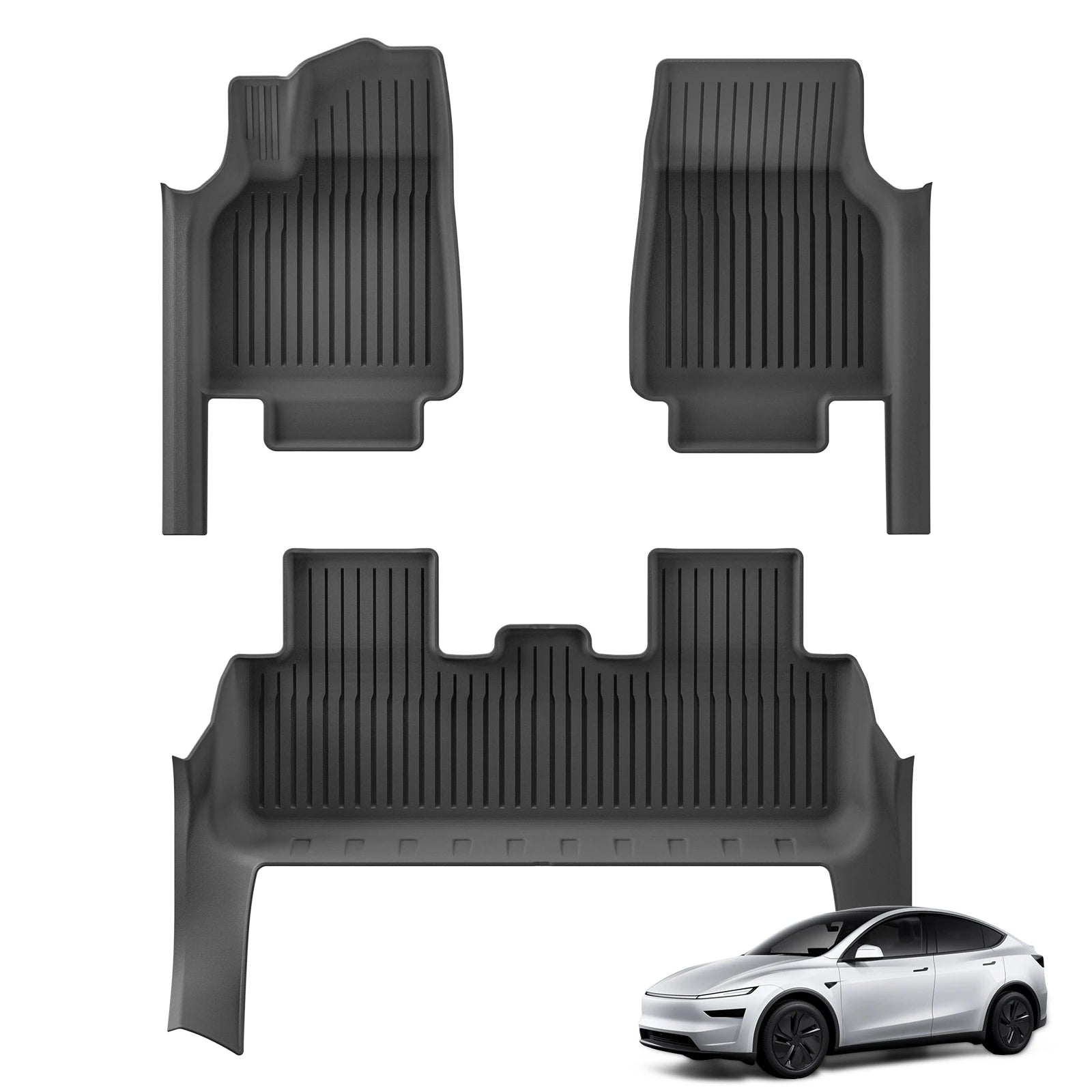 LUCKEASY for Tesla Model Y 5seats Launch 2025 2026 Juniper LHD Car Floor Mats TPE Foot Mat With Door Sill Protective Cover Black