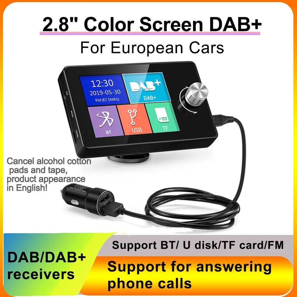Ezonetronics DAB Radio Receiver In Car with Screen Stereo Sound Digital Signal Antenna Broadcast Adapter FM Transmitter