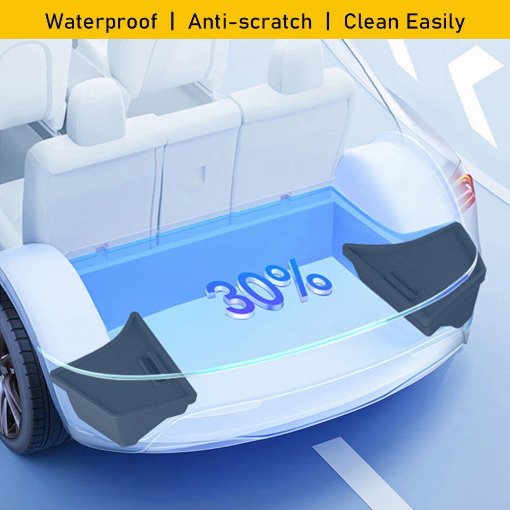 Car Trunk Side Left Right Tidying Packet Storage Box For Tesla Model 3 2024 2025 TPE Felt Mat Cover Organizer Travel Accessories