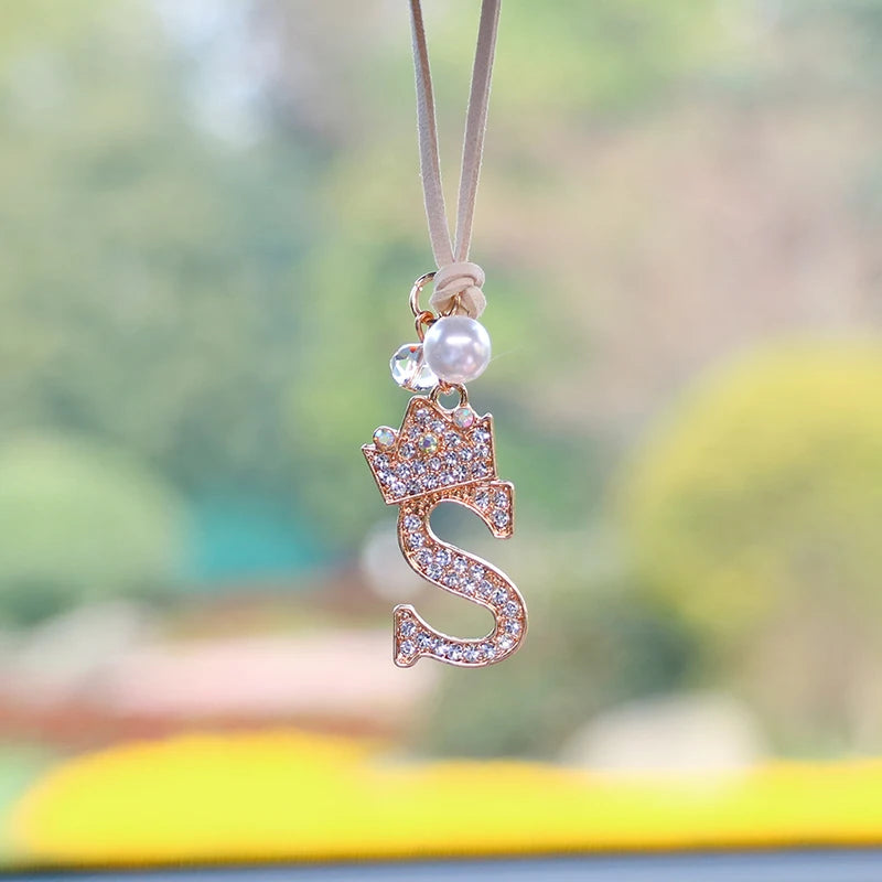 Alloy Letter S Automotive Interior Rearview Mirror Car Hanger Accessories