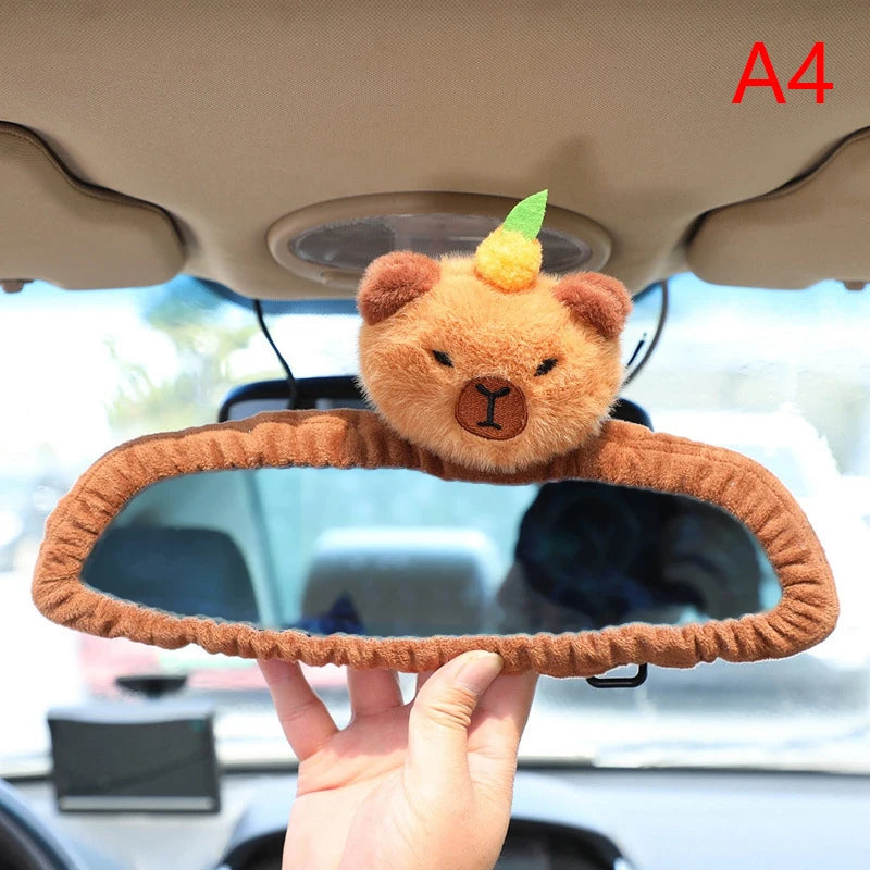 1PCar Headrest Neck Pillow Capybara Plush Shoulder Protection Cute Tissue Box Kawaii Car Decoration Of Car Supplies Plushie Gift