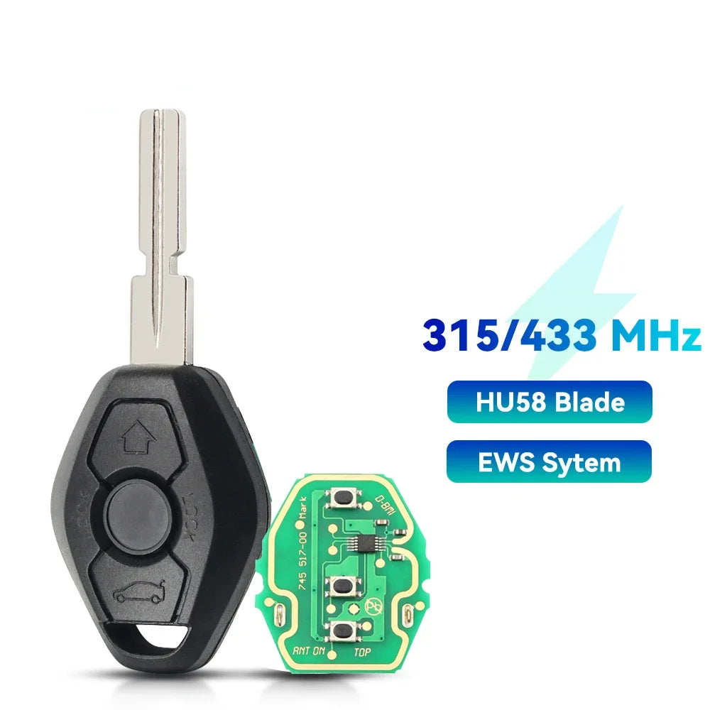 KEYYOU EWS Sytem ID44 Chip For BMW E38 E39 E46 X3 X5 Z3 Z4 1/3/5/7 Series 315/433MHz Keyless With Battery For BMW Remote Car Key