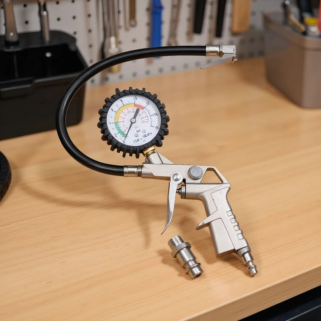 Tire Pressure Gauge for Car, Motorcycle, SUV, Inflator Pumps Tire Repair Tools Gun Type for Air Compressor Durable