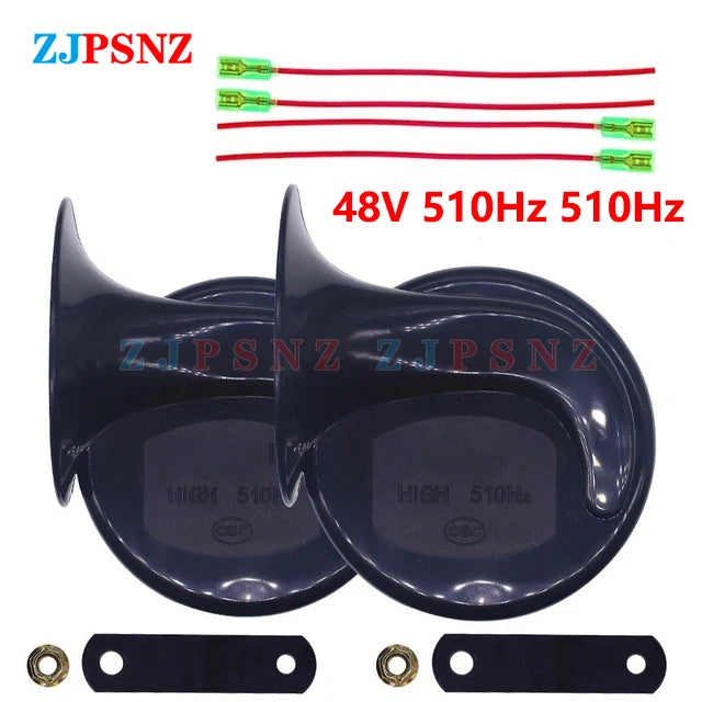 12V 24V 48V 60V 72V Car Snail Horn Electric Horn Motorcycles Scooter Truck e-Bike Snail Horn 410Hz 510Hz Super Sound Waterproof