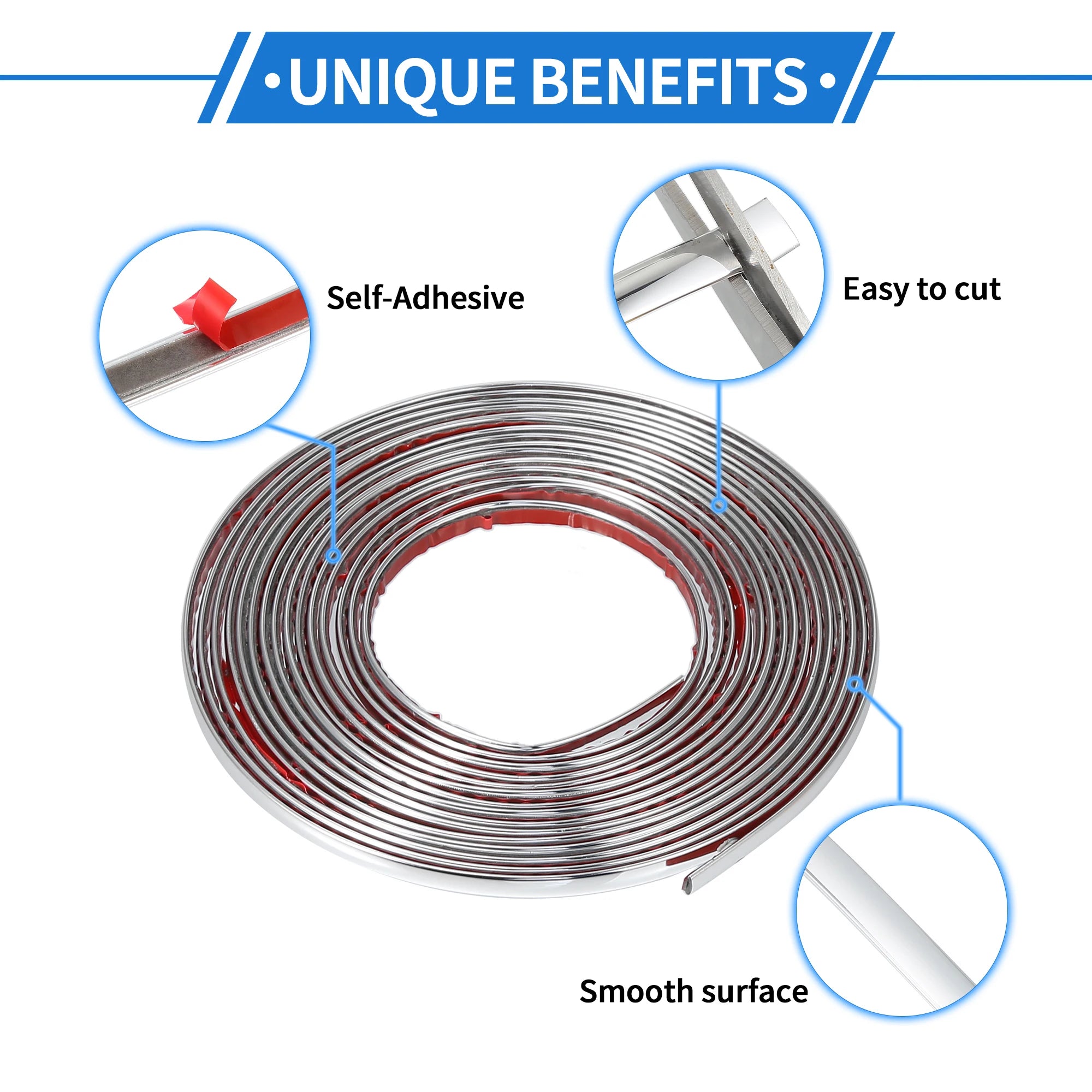 Uxcell Car Chrome Trim Molding Body Window Seal Rubbing Strip Bumper Anti-Collision Strip for Auto DIY Shiny Self-Adhesive Strip