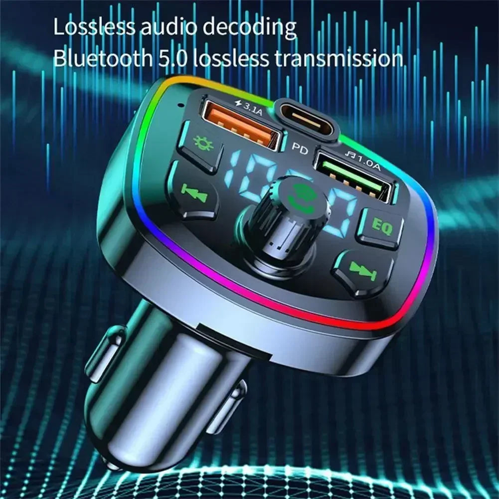 Q7 Car Bluetooth FM Transmitter - Dual USB PD Charging, Hands-Free Calling & Mp3 (3.1A)