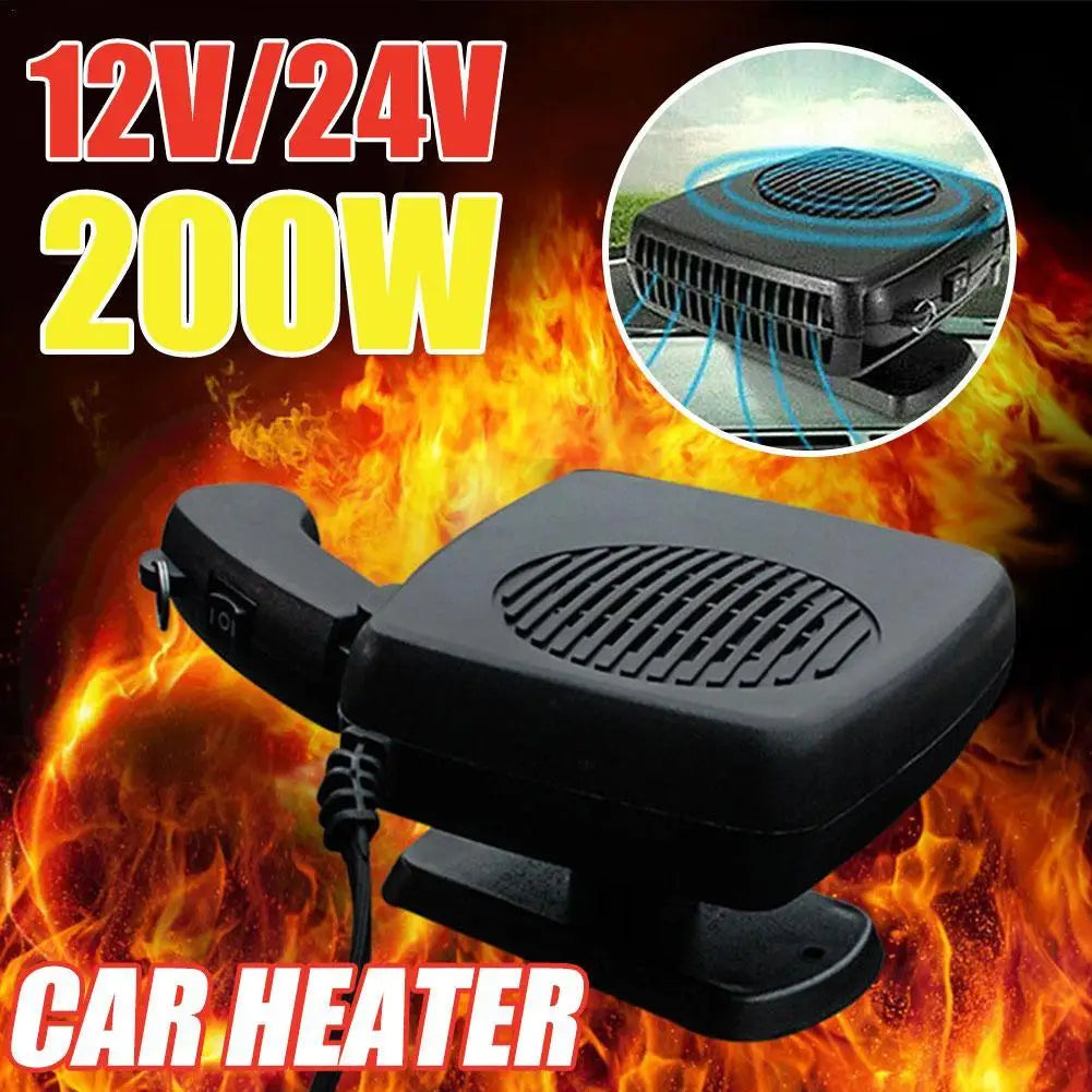 200W Car Heater 12V/24V Portable Car Heater Fan 2 IN 1 Electric Cooling Heating Auto Windshield Defroster Car Anti-Fog Heater