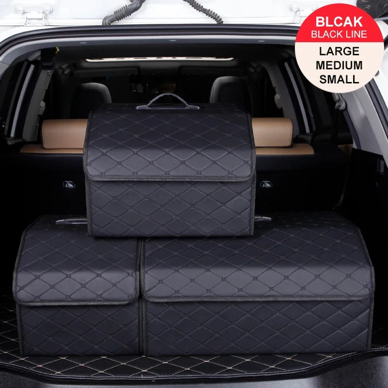 Car Trunk Organizer Box Large Capacity Auto Multiuse Tools Storage Bag Stowing Tidying Leather Folding for Emergency