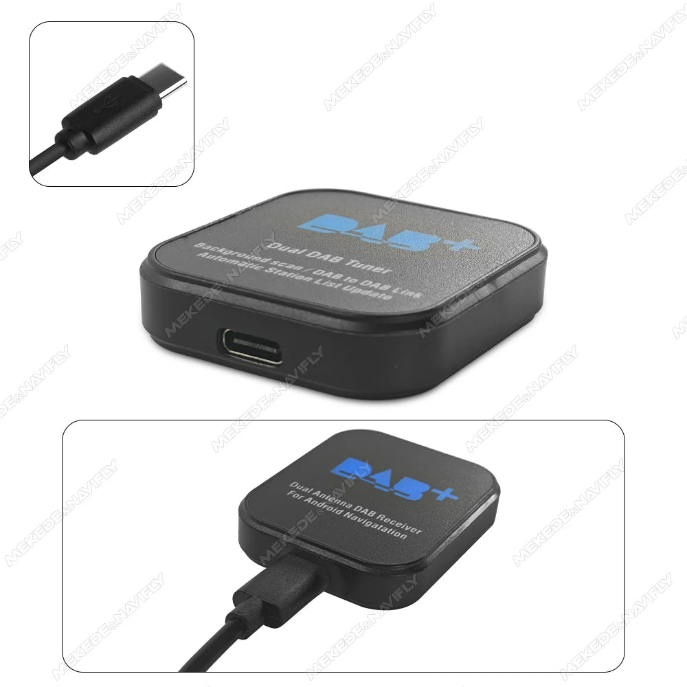 MEKEDE Dual Antenna DAB+ Adapter Type-C MCX Antenna Interface for European Digital Broadcast Universal Android Car Radio Navi