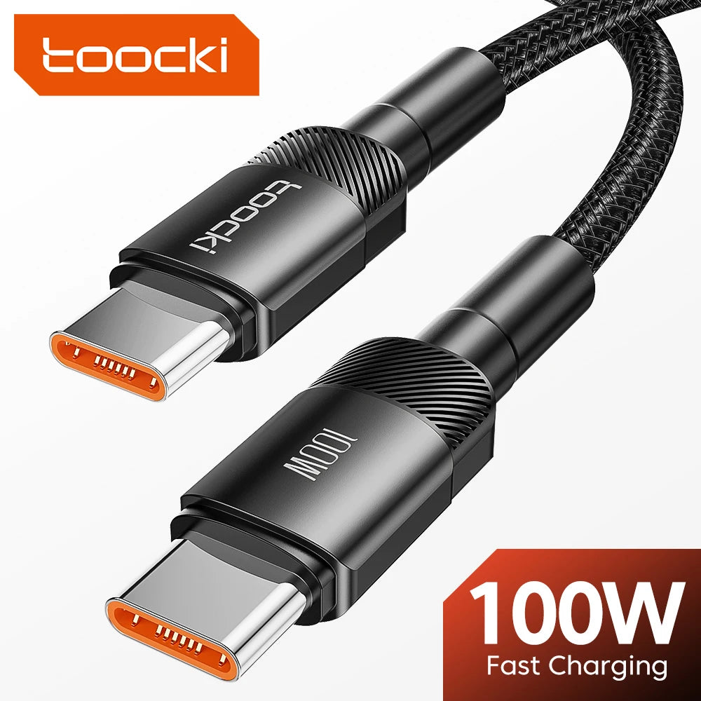 Toocki 100W/5A USB C To Type C Cable PD Fast Charging Charger Wire Data Cord For Macbook Huawei Xiaomi POCO Samsung USB C Cable