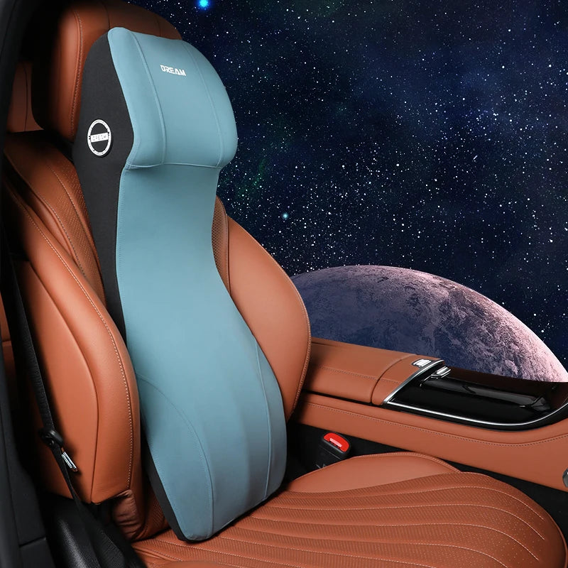 Car Leather Headrest Lumbar Support Memory Foam Car Rest Neck Pillow Back Cushion Seat Waist Supports Car Interior Accessories