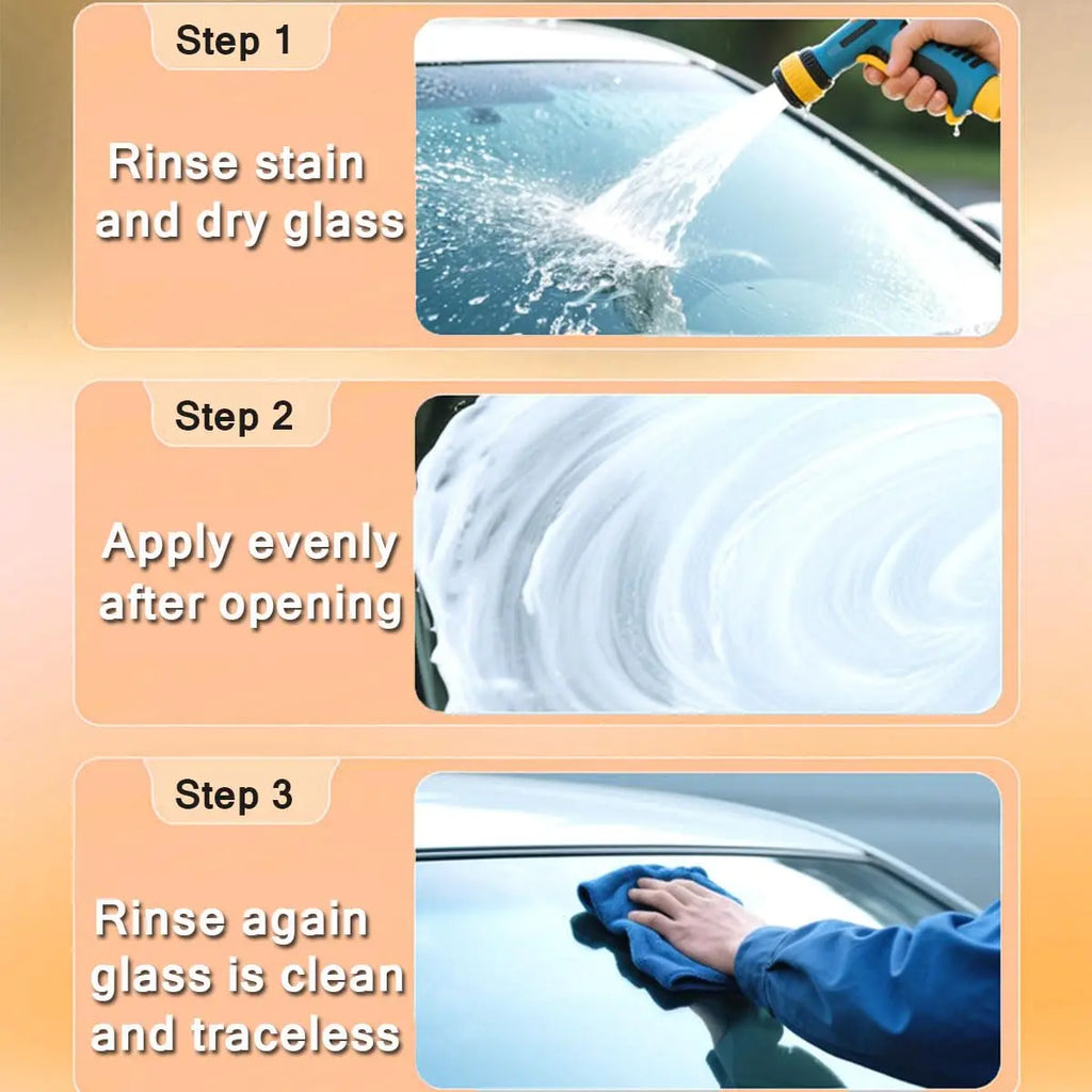 Glass Oil Film Remover for Car, 100ml Roll-On Glass Compound with Cleaning Board, Removes Oil Film & Smudges, Improve Clarity